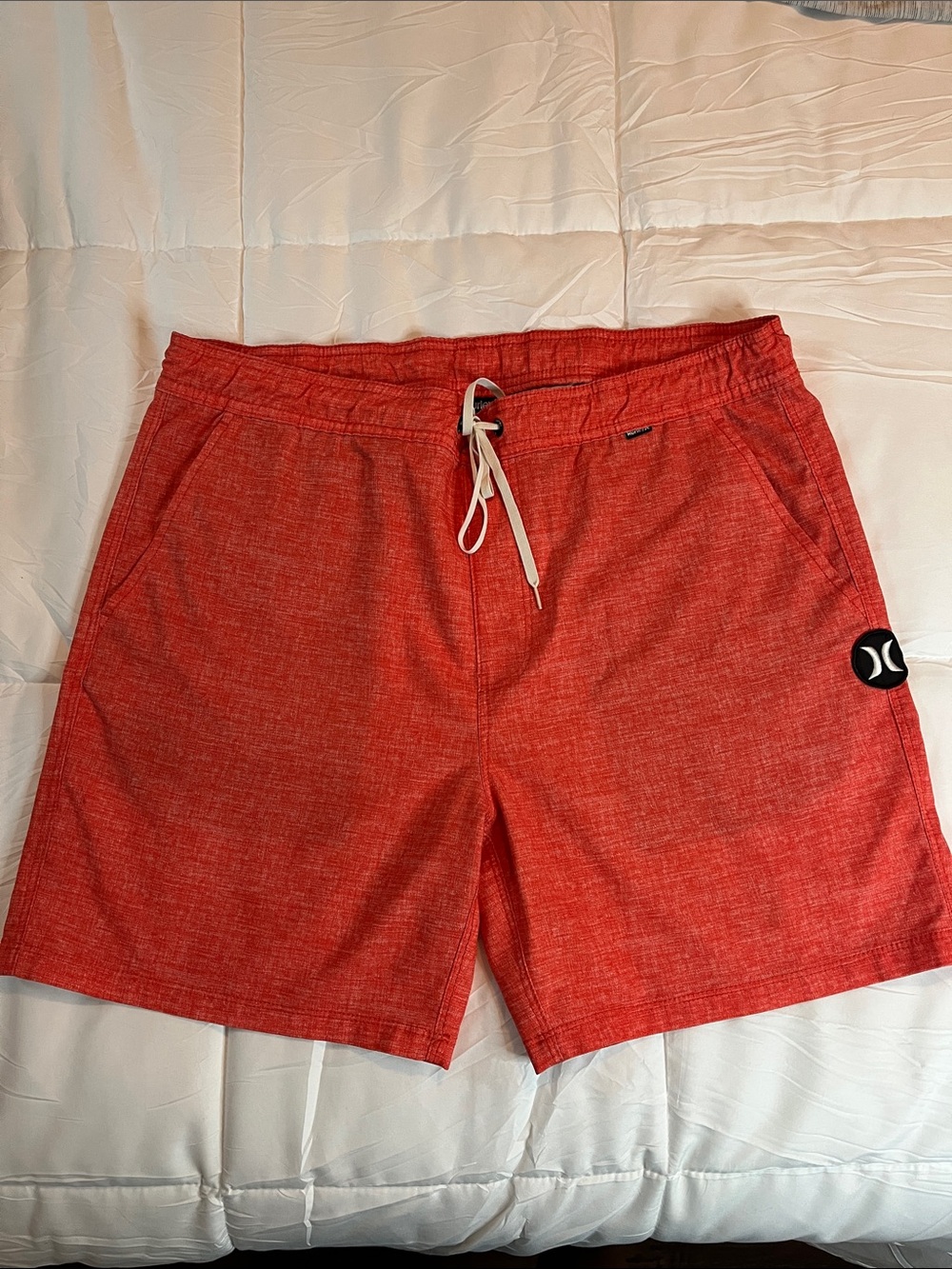 Hurley 17” Red Heathered Drawstring Board Shorts Sz M